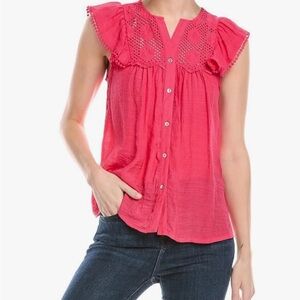 Nanette Lepore Coral Button-Down Blouse